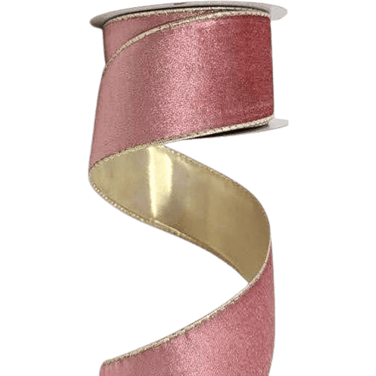 (TCH01836OPCh) Liston terciopelo palo rosa/champaña 6.5cm x 9m