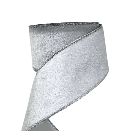 (TCH01836W) Liston terciopelo blanco 6.5cm x 9m