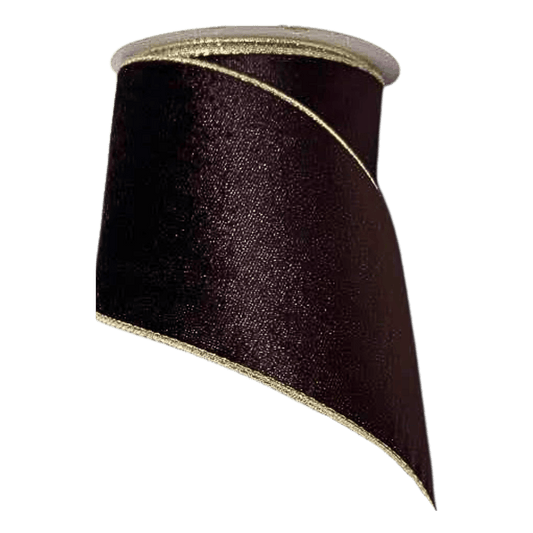 LISTON TERCIOPELO 10CM X 9M MARRON/CHAMPANA