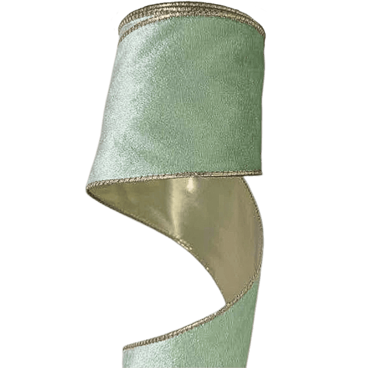 LISTON TERCIOPELO 10CM 9M MENTA/CHAMPANA