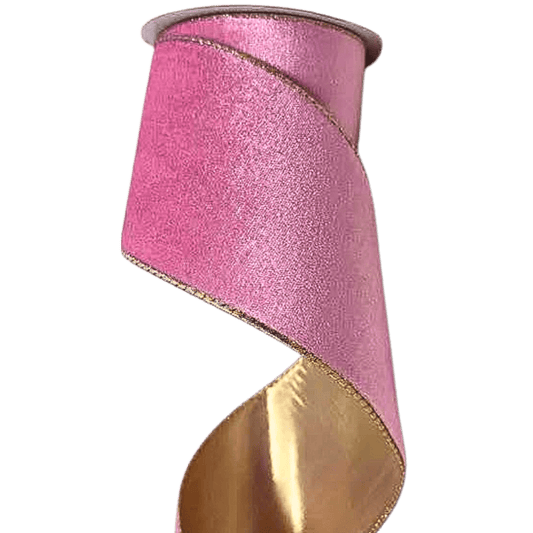 LISTON TERCIOPELO 10CM 9M ROSADO/CHAMPANA