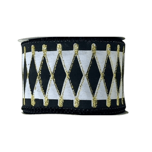 (TCH01843Bk) Liston rombos negro 6cm x 9m