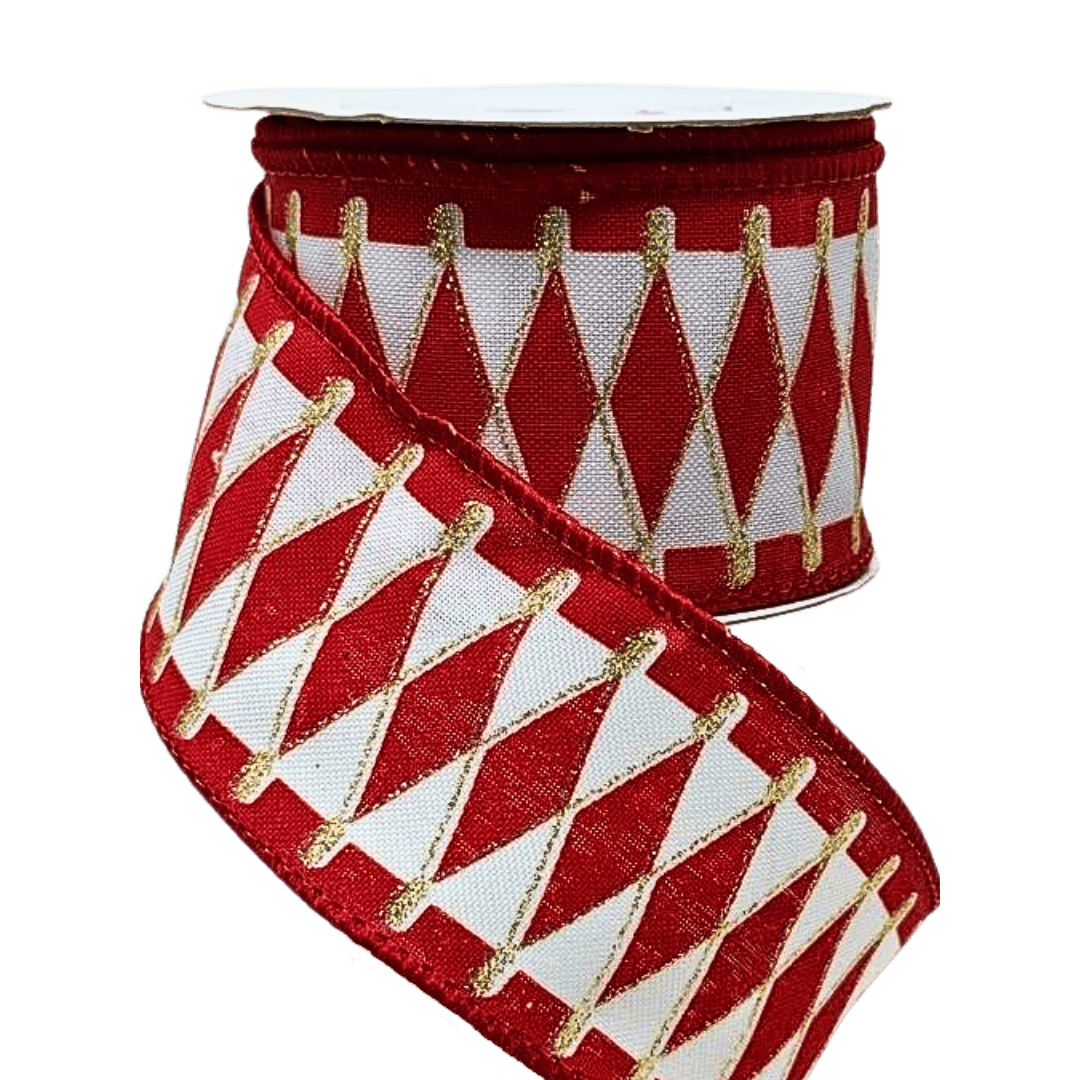 (TCH01843R) Liston rojo rombos 6cm x 9m