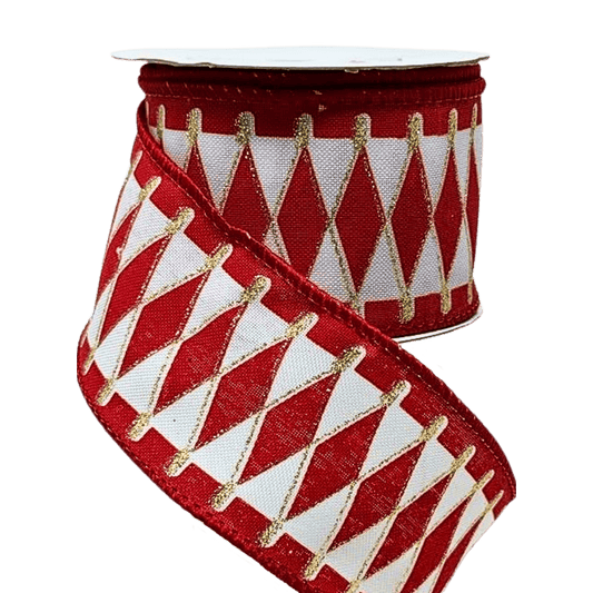 (TCH01843R) Liston rojo rombos 6cm x 9m