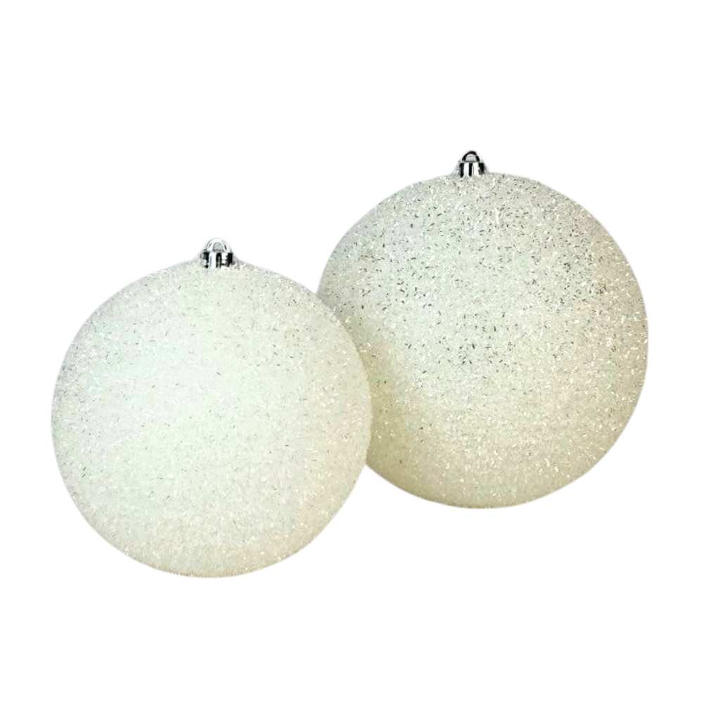 Esfera Tinsel Blanco, Medidas 15cm / 20 cm/25 cm