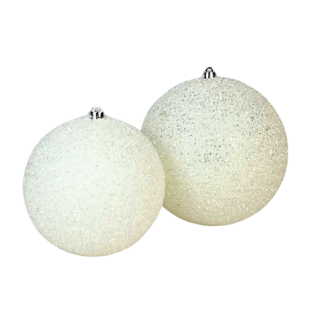 Esfera tinsel blanco, medidas 20 cm/25 cm