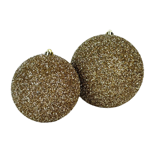 Esfera tinsel champaña, medidas 20 cm/25 cm