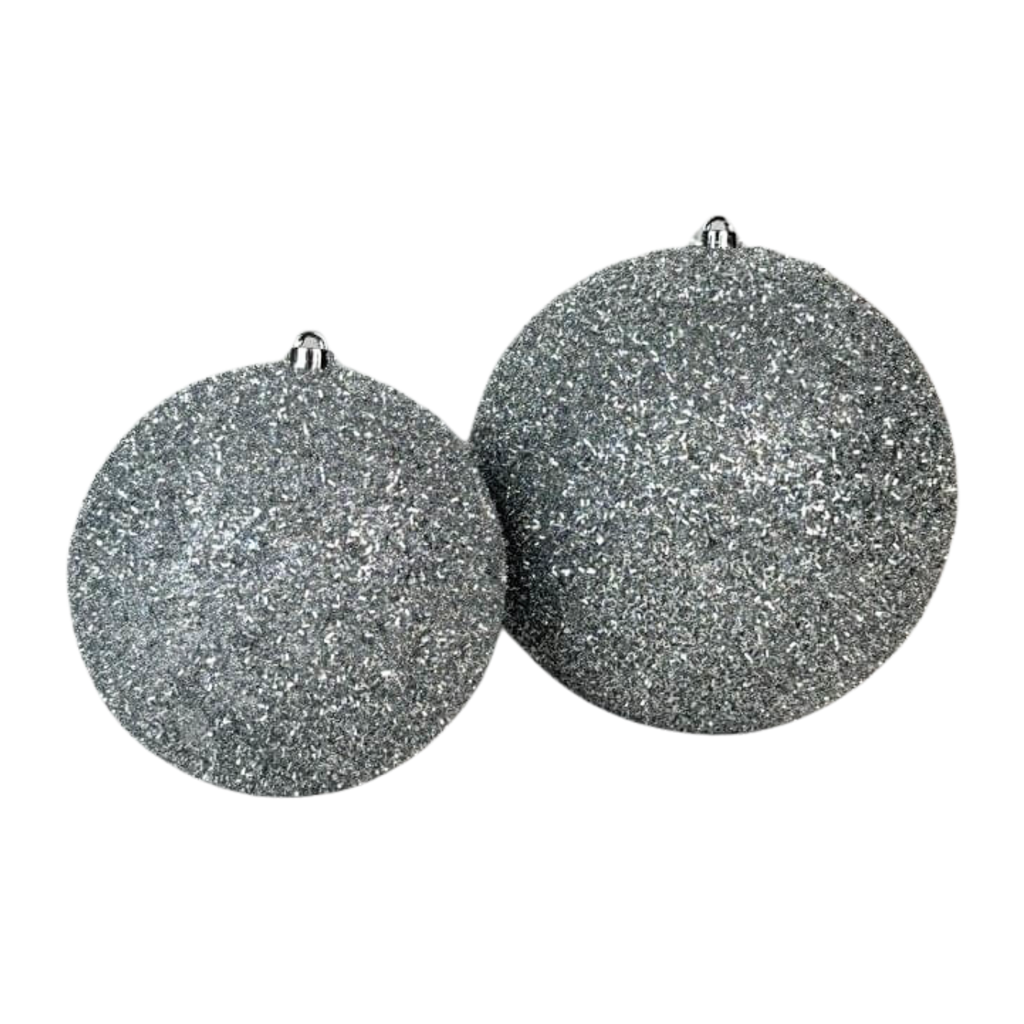 Esfera Tinsel Plata, Medidas 20 cm/25 cm