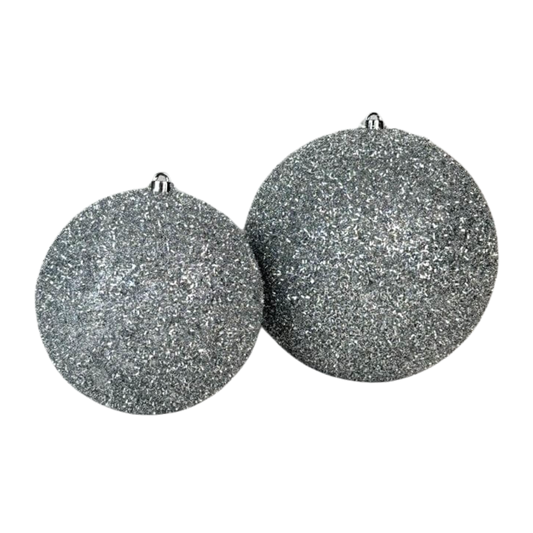 Esfera tinsel plata, medidas 20 cm/25 cm