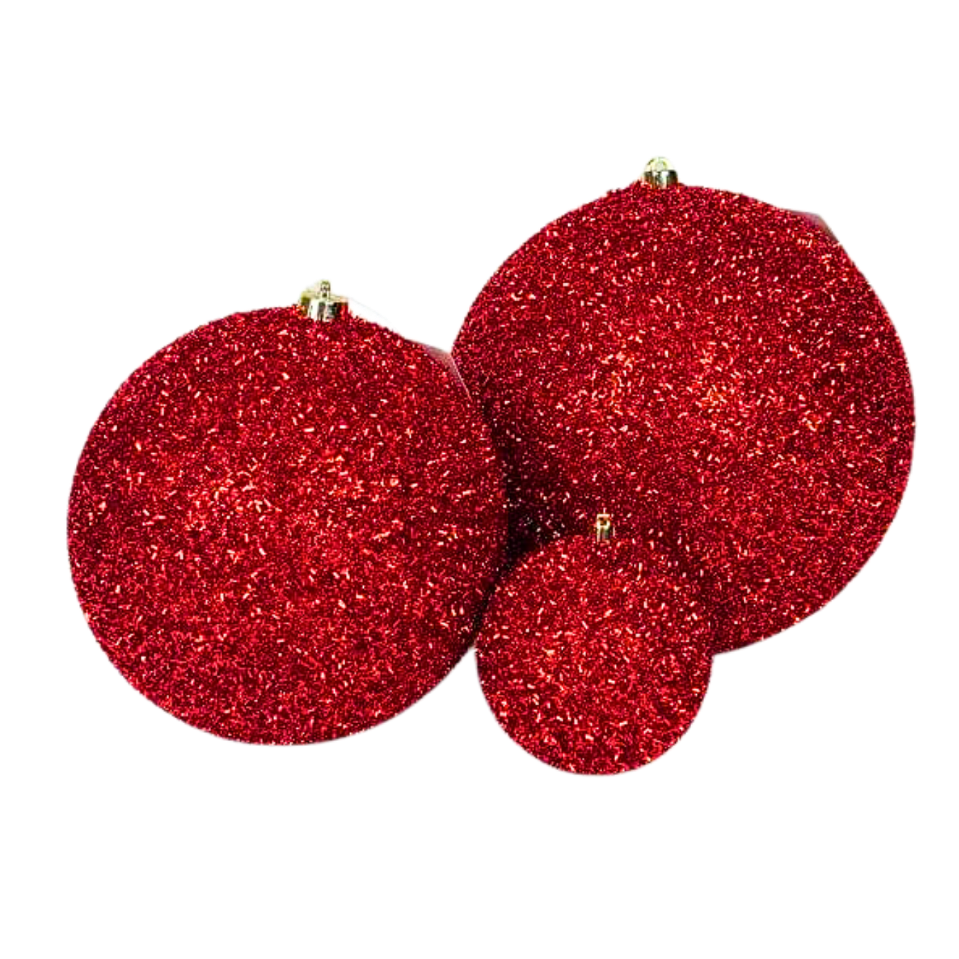 Esfera tinsel rojo, 20 cm y 25 cm