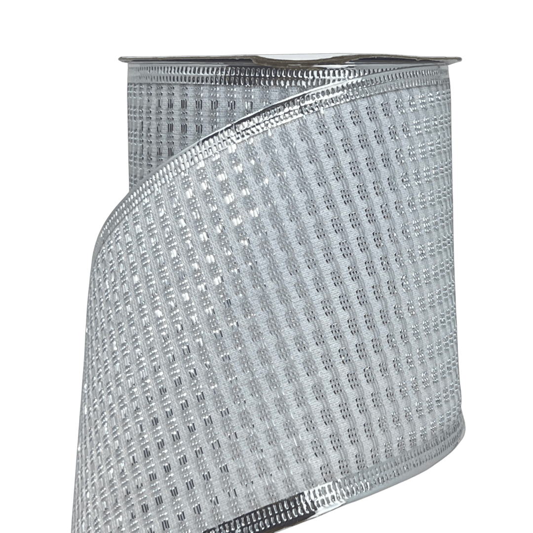 (Tch001508S) Liston navideño Malla Alambrada 10Cm 9M plata