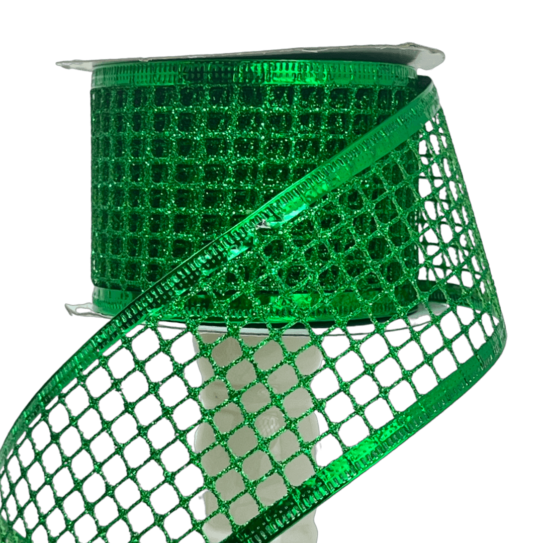 (Tch01603) Liston navideño Malla C/Alambre 6Cm verde