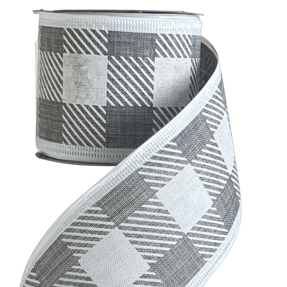 (Tch01631) Liston navideño Cuadros  6Cm 9M Gris