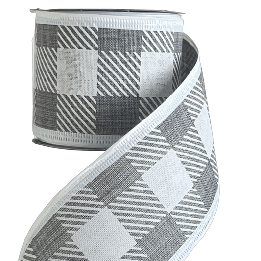 (Tch01631) Liston navideño Cuadros  6Cm 9M Gris