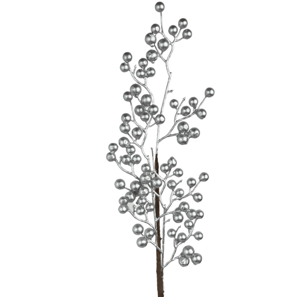 (Fla01516S) Vara de perlas mate 65 cm plata