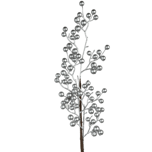 (Fla01516S) Vara de perlas mate 65 cm plata