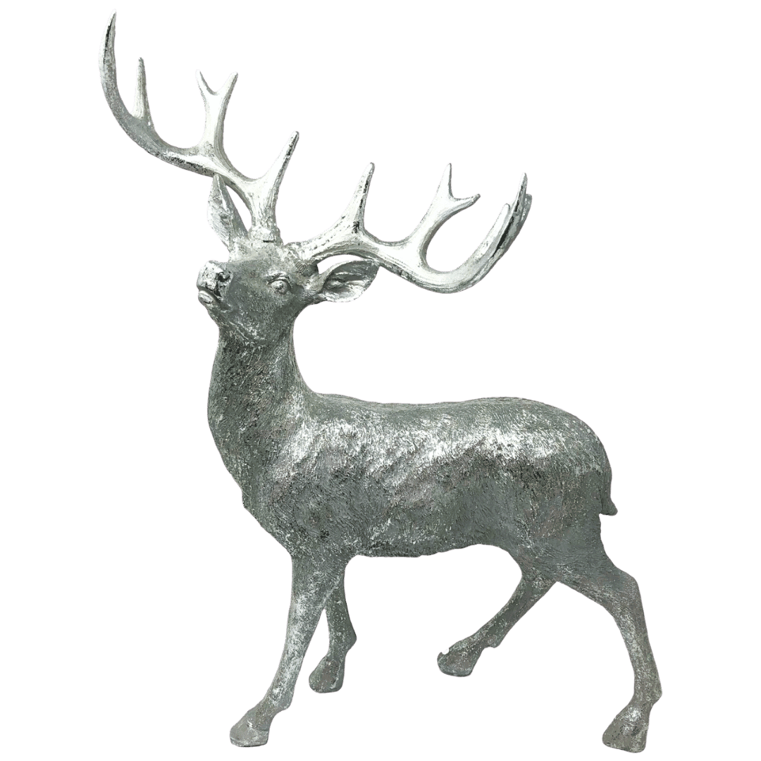 (XFI0028A) Venado decorativo plata 49 cm x 40 cm