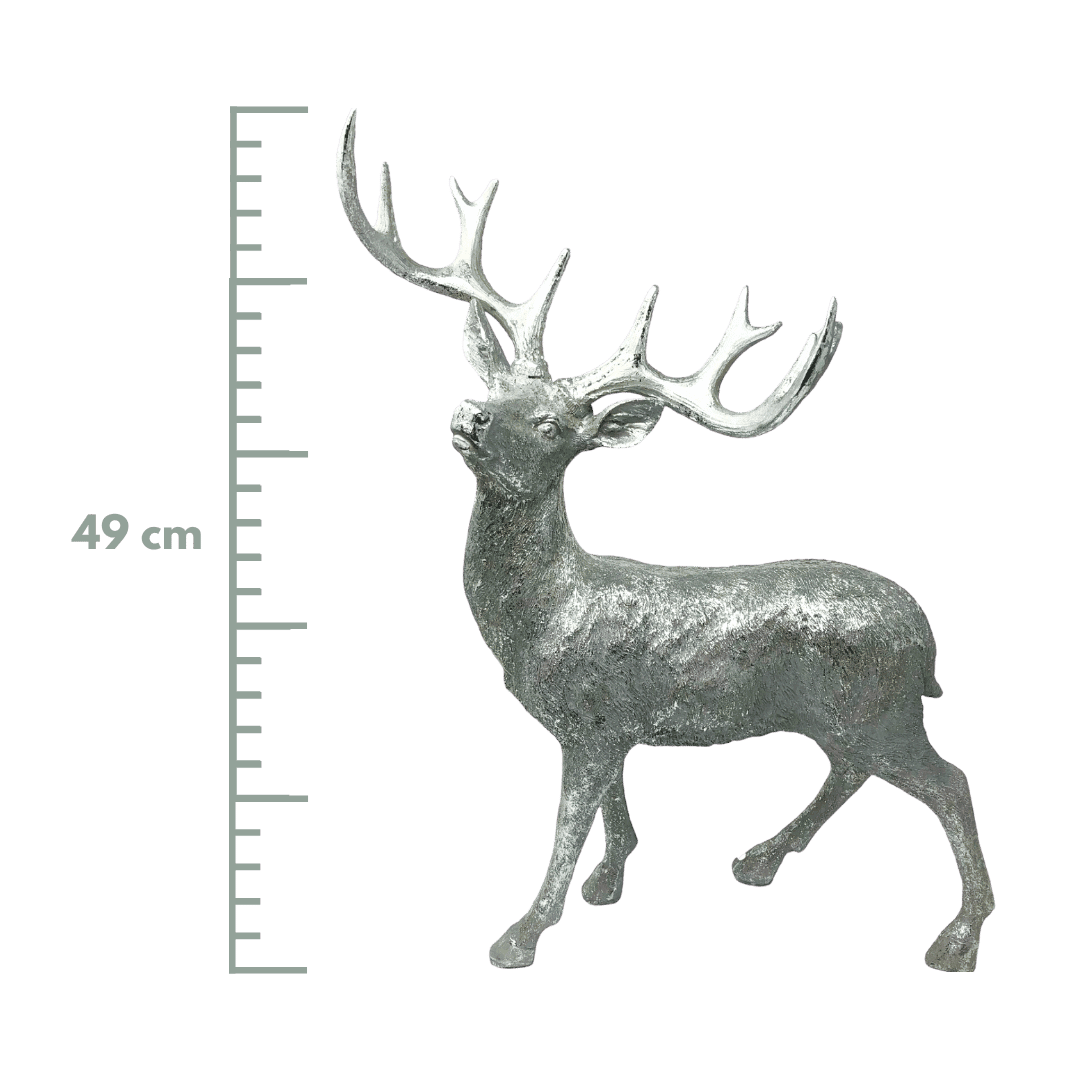 (XFI0028A) Venado decorativo plata 49 cm x 40 cm