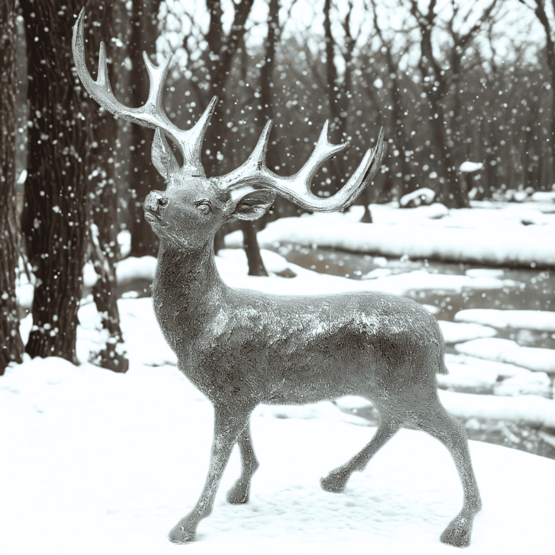 (XFI0028A) Venado decorativo plata 49 cm x 40 cm
