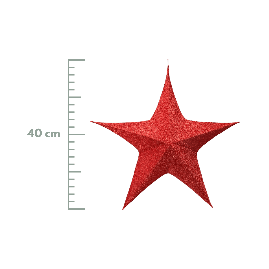 (XMT0001R) Estrella armable brillante rojo 40cm