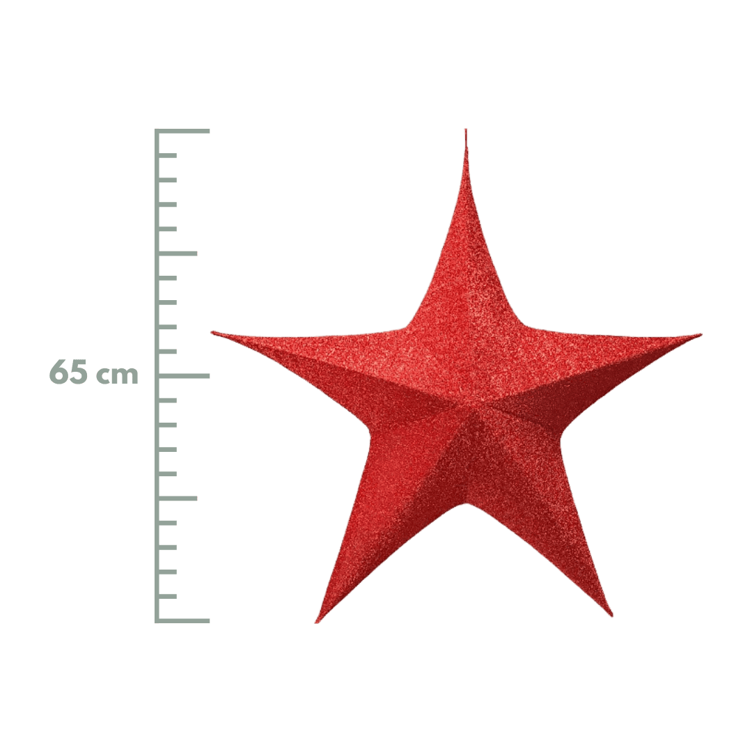 (XMT0002R) Estrella armable brillante rojo 65cm