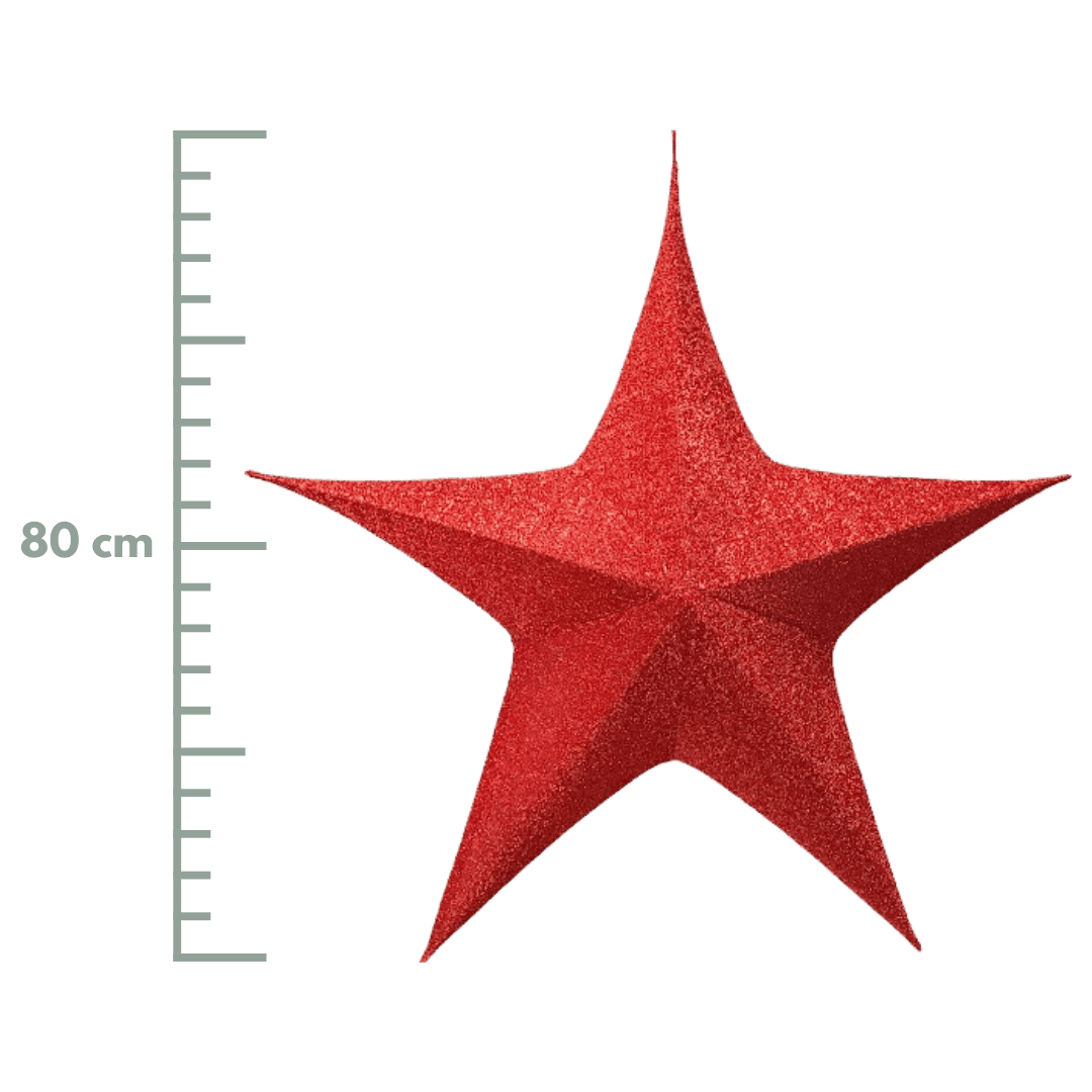 (XMT0003R) Estrella armable brillante rojo 80cm