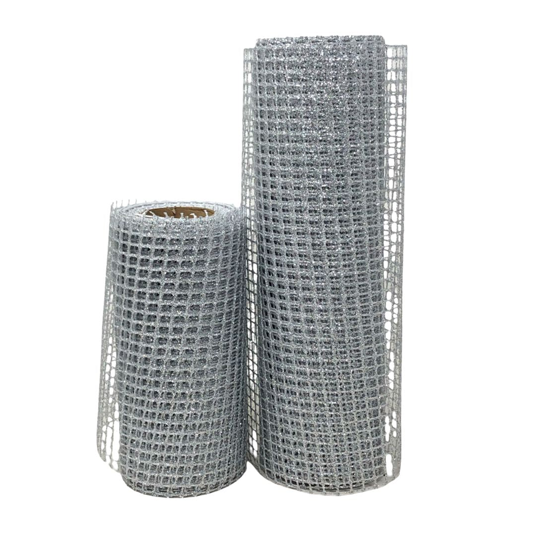 (YW0737-003S) Malla cuadriculada plateada de 15/24 cm x 5.5 m