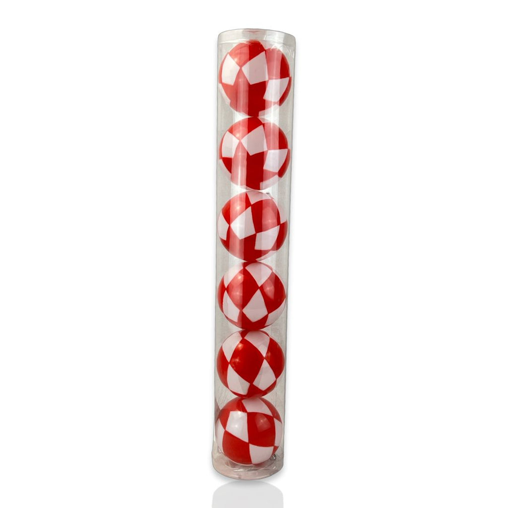 (BHK01135RW) Esfera Navideña Bicolor Rojo/Blanco 10 cm C/6 Pzs