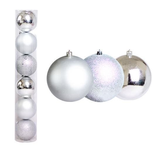 (Bhk00272S) Paq. De Esferas navideñas  De 10Cm C/6Pcs Plata