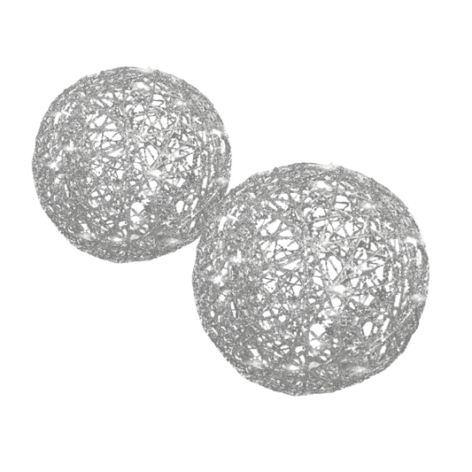 Esfera mecate plata con luz 40cm/50cm