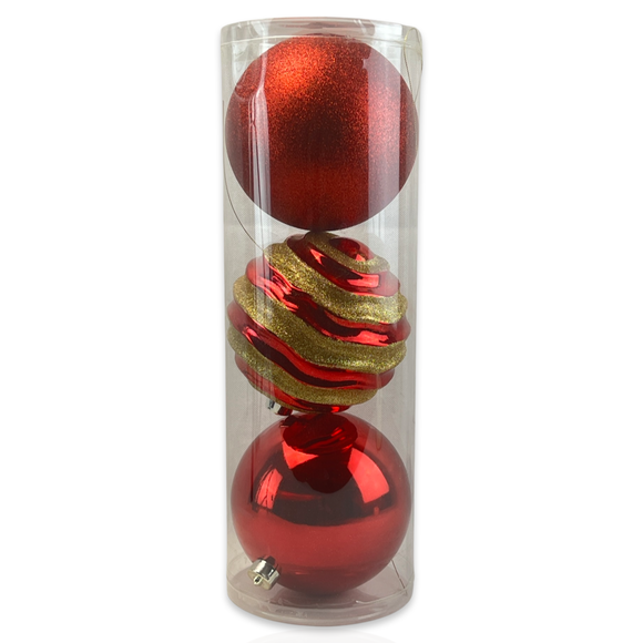 (BHK00226RG) Esferas navideña de 15CM C/3PZ Rojo-Gold
