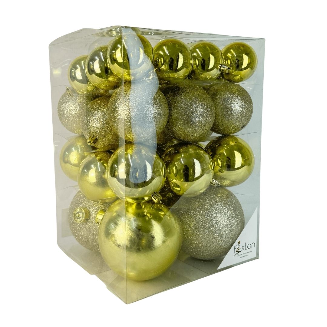 (Bhk01114G) Caja Esferas 38Pz Mix Oro