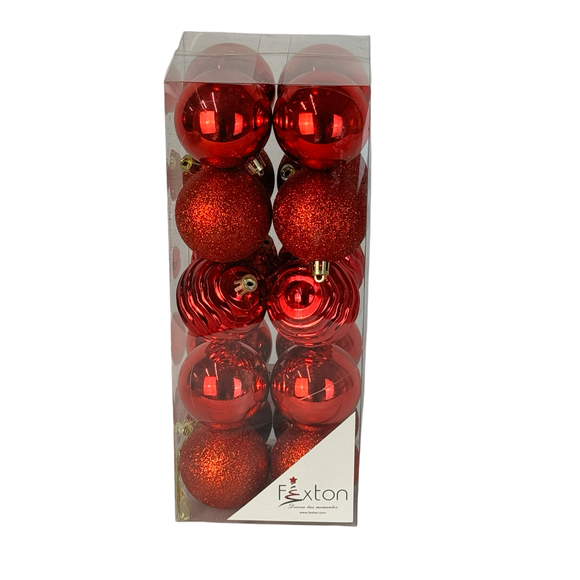 (Bhk01205R) Tarro Esfera 6Cm 20 Pz Rojo