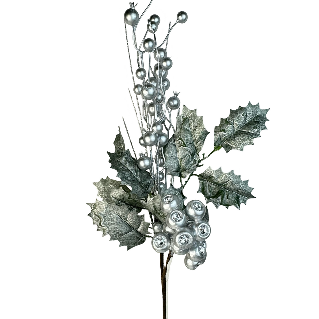 (FLR00904S) Follaje Berries 75 cm Plata
