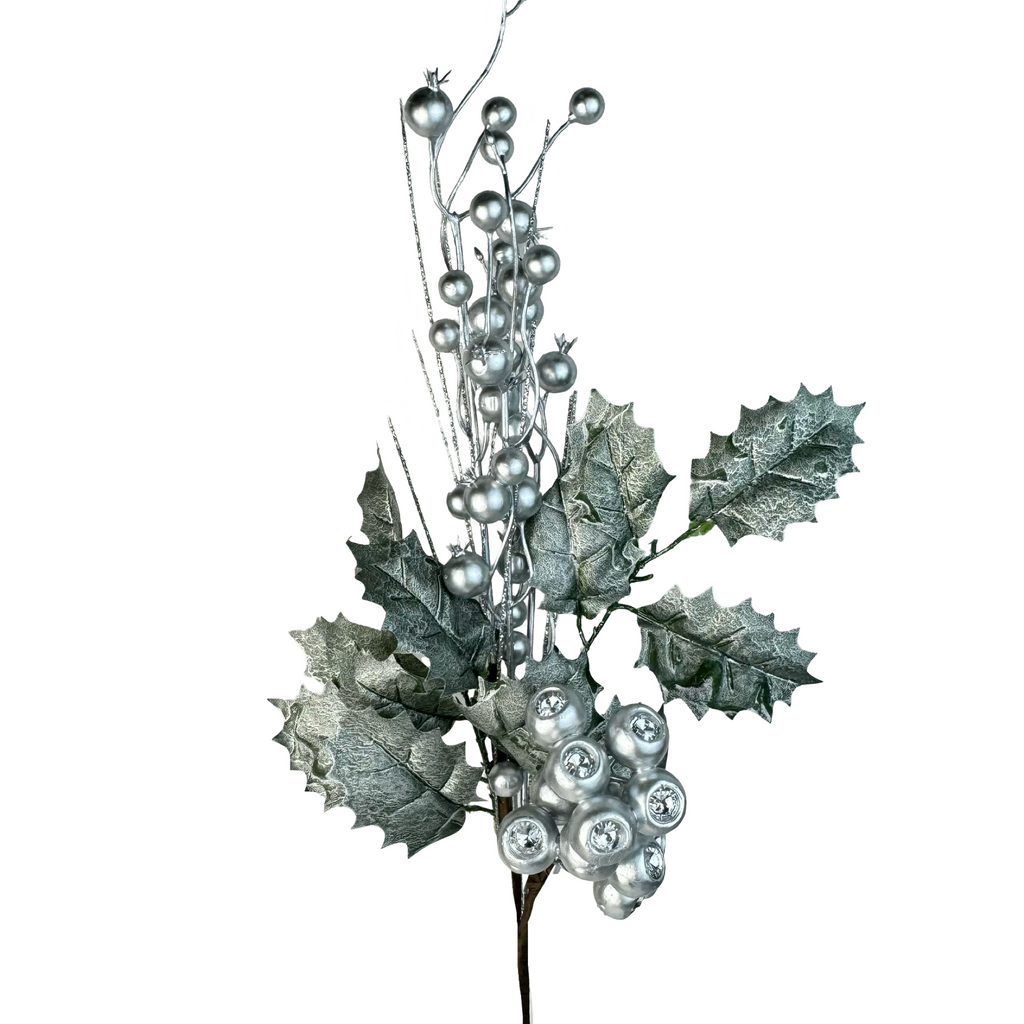 (FLR00904S) Follaje Berries 75 cm Plata