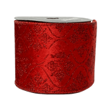 (2331) Liston Navideño terciopelo decorado 10CM 9M Rojo