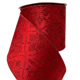 (2331) Liston Navideño terciopelo decorado 10CM 9M Rojo