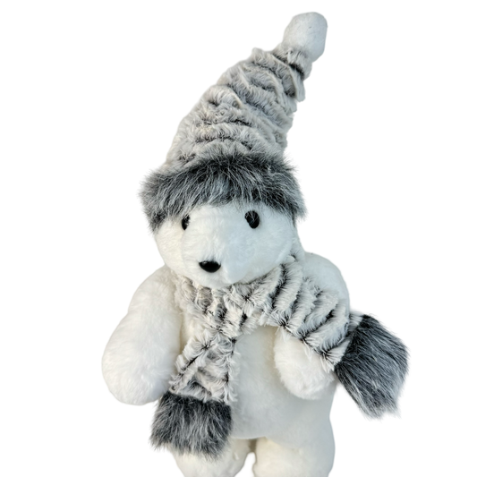 (CCY0156) Oso peluche 32 x 16 cm blanco gris