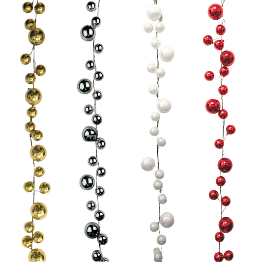 Guirnalda metalica esferas 110 cm oro/plata/blanco/rojo