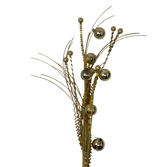 (Qbd00076g) Follaje Metalico con Esferas 50Cm Dorado