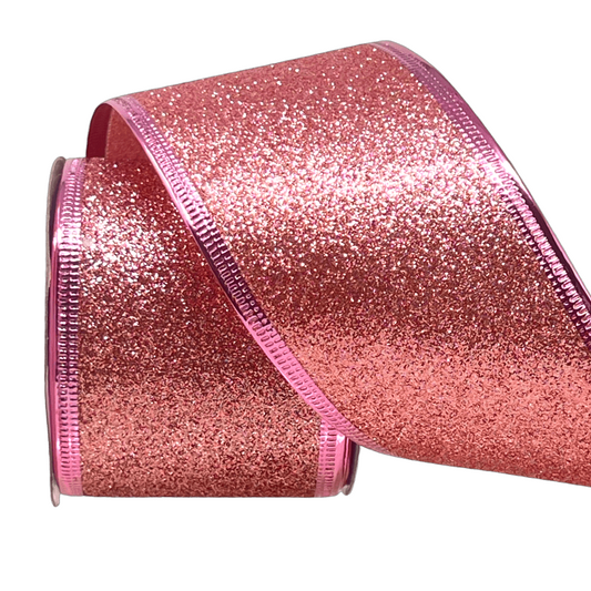 (tch01604op) Liston escarchado rosa 6cm x 9m