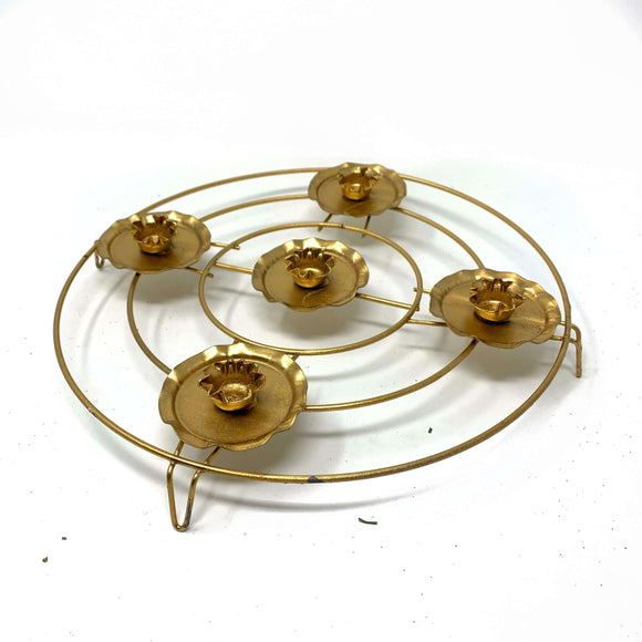 Corona de adviento de alambre oro 27cm
