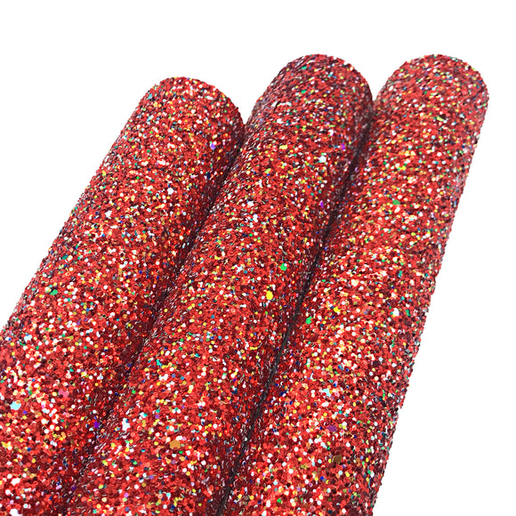 Vinil escarchado para moños 20x35cm rojo confetti