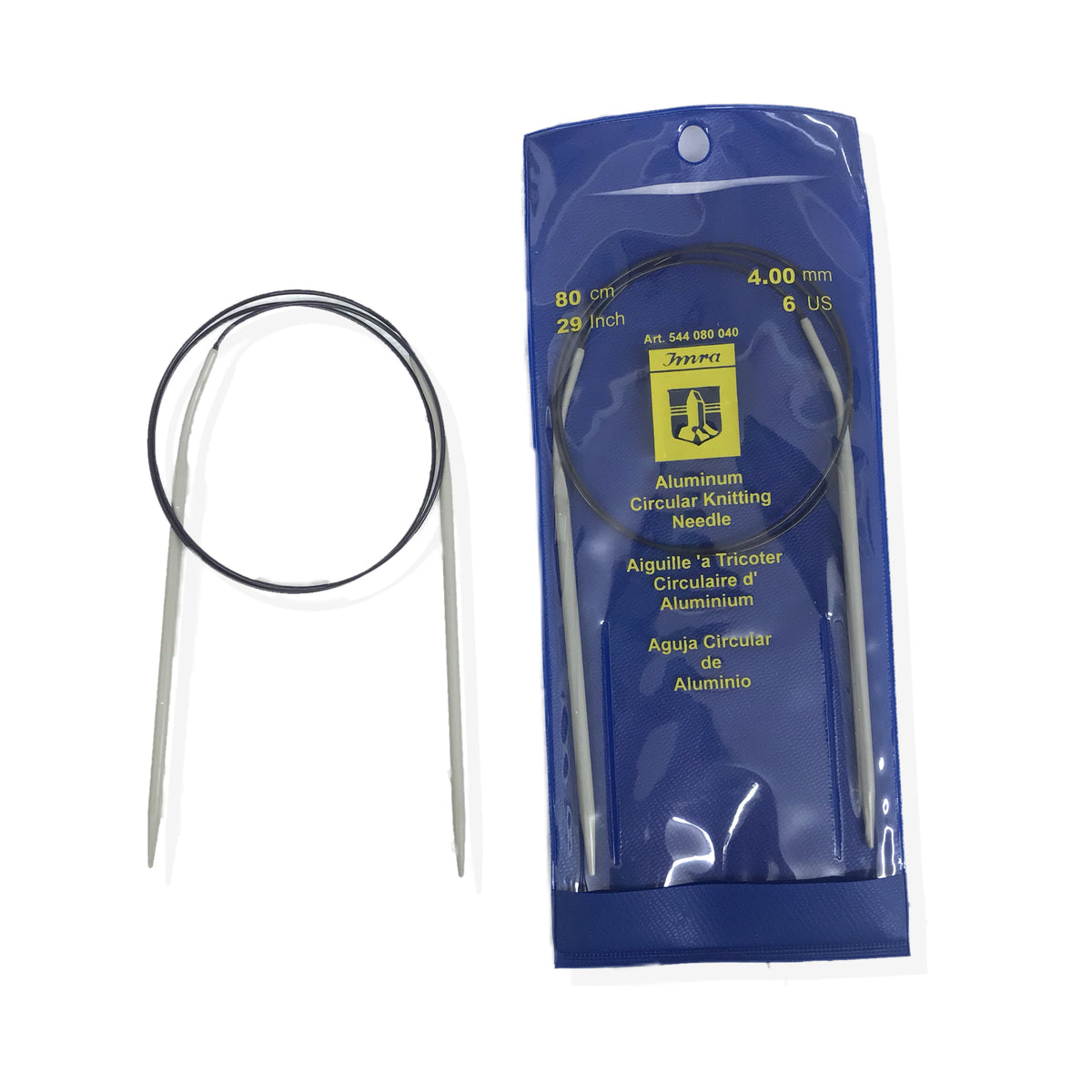 agujas para tejer de aluminio circulares #4