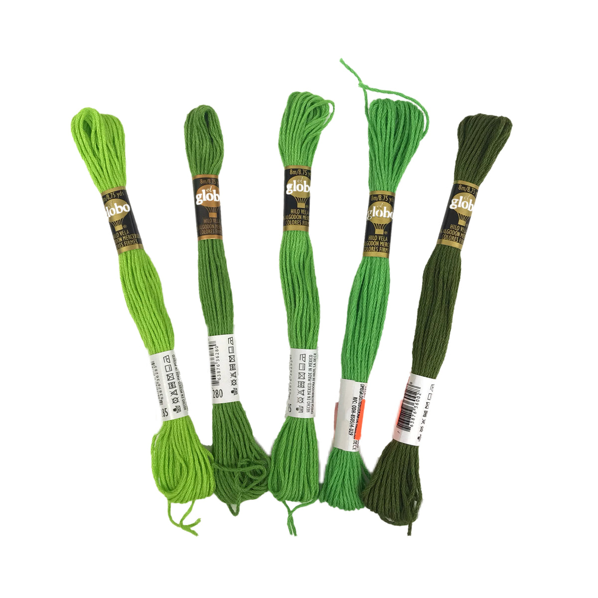 Hilazas para bordar de tonos verdes