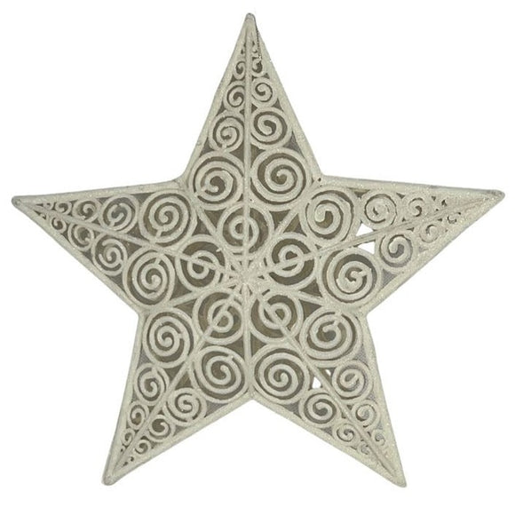 (MLI0337W) Estrella Escarchada 31X31X6CM Blanco