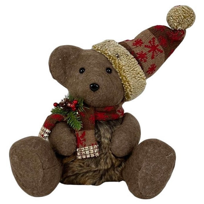 (MPD00706) Teddy Bear Navideño 30X25CM Café Oscuro