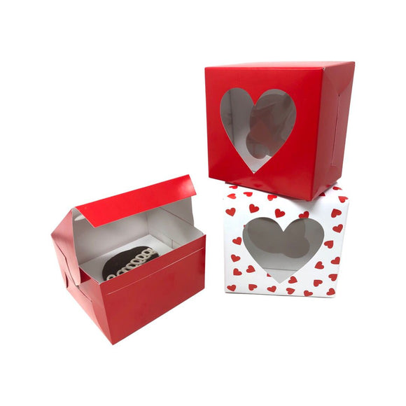 (27647) Caja de cartón corazon con ventana para cupcake 11.5x11.5x7cm