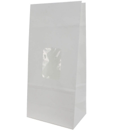 (26594) Bolsa de papel blanco/plástico c/ventana 20x9x6cm 12pz